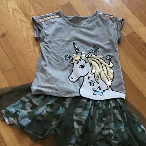 Camo unicorn justice skort set